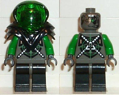 LEGO Minifigure-Insectoids - green verniers w/ silver X pattern, Black Armor-Space / Insectoids-SP027-Creative Brick Builders